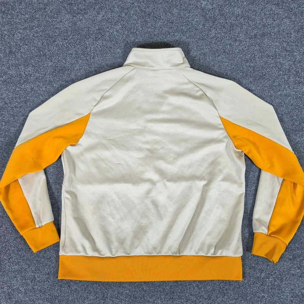 Y2K Nike Mens Track Jacket XL Beige Orange Colorblock Full Zip Mock Neck Flaw